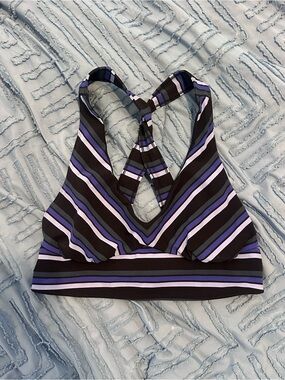 Free People Striped Purple & Black Racerback sports bra